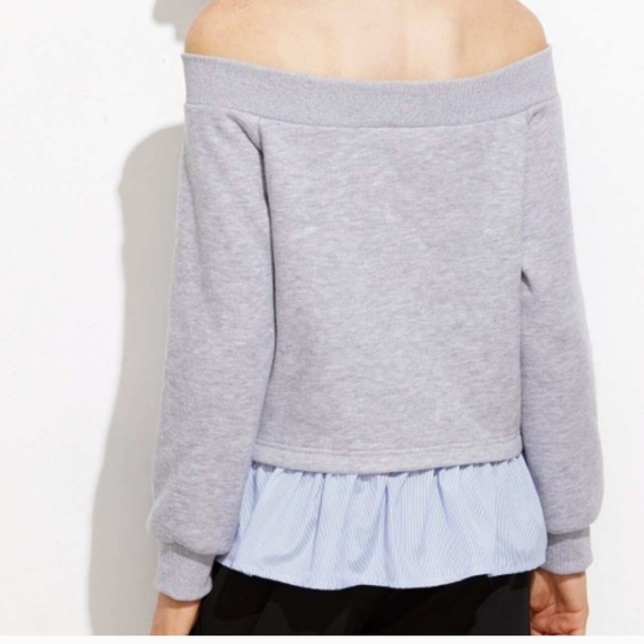 After Market Off The Shoulder Ruffle Trim Sweatshirt - Picture 3 of 11